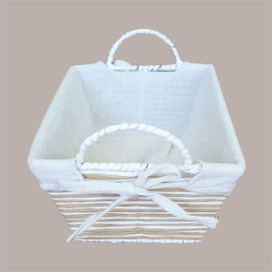 Cesto per Confezioni Regalo Natalizie in Carta Grigio Beige con Fodera cotone Rettangolare Piccolo 300x200H120mm 1 Pz