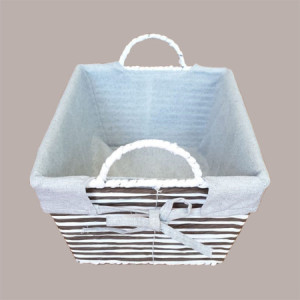 Cesto per Confezioni Regalo Natalizie in Carta Grigio Bianco con Fodera cotone Rettangolare Medio 340x280H160mm 1 Pz