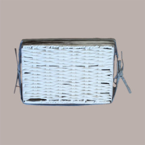 Cesto per Confezioni Regalo Natalizie in Carta Grigio Bianco con Fodera cotone Rettangolare Medio 340x280H160mm 1 Pz [b0b26b7b]