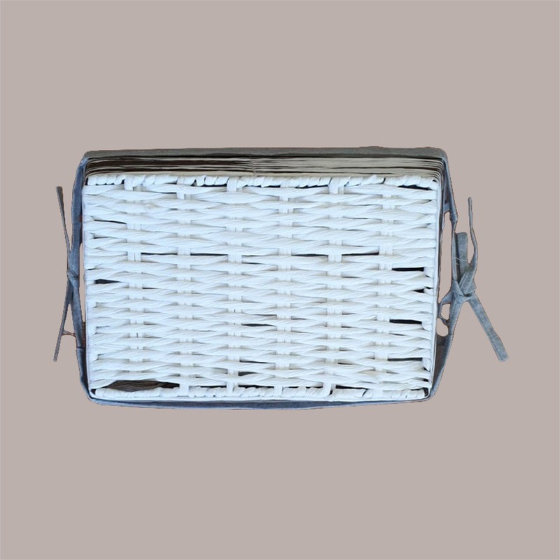 Cesto per Confezioni Regalo Natalizie in Carta Grigio Bianco con Fodera cotone Rettangolare Medio 340x280H160mm 1 Pz [b0b26b7b]