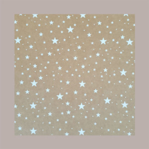 Cesto per Confezioni Regalo Natalizie in Cartoncino Avana grafica Stelle Bianche Galaxy Rettangolare Piccolo 310x220H [109392bd]