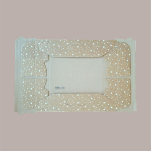 Cesto per Confezioni Regalo Natalizie in Cartoncino Avana grafica Stelle Bianche Galaxy Rettangolare Piccolo 310x220H [15c3d5a3]