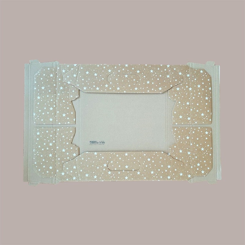 Cesto per Confezioni Regalo Natalizie in Cartoncino Avana grafica Stelle Bianche Galaxy Rettangolare Grande 400x300H1 [3f4cc3a9]