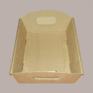 Cesto per Confezioni Regalo Natalizie in Cartoncino Avana Liscio Rettangolare Grande 430x300H110mm 10 Pz
