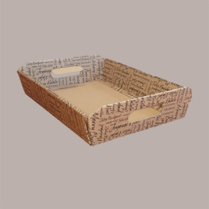 Cesto per Confezioni Regalo Natalizie in Cartoncino Marrone grafica Natale Words Rettangolare Medio 350x260H70mm 10 P [39eec56a]