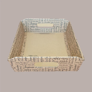 Cesto per Confezioni Regalo Natalizie in Cartoncino Marrone grafica Natale Words Rettangolare Medio 350x260H70mm 10 Pz