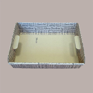 Cesto per Confezioni Regalo Natalizie in Cartoncino Marrone grafica Natale Words Rettangolare Medio 350x260H70mm 10 P [57d54763]