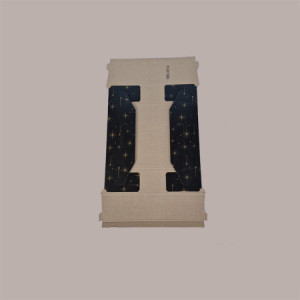 Cesto per Confezioni Regalo Natalizie in Cartoncino Nero grafica Stelle Oro Rettangolare Medio 350x260H70mm 10 Pz [121df8f5]