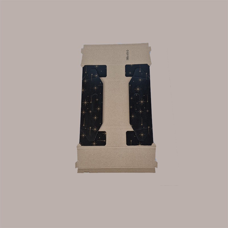 Cesto per Confezioni Regalo Natalizie in Cartoncino Nero grafica Stelle Oro Rettangolare Piccolo 310x220H90mm 10 Pz [95b120f4]