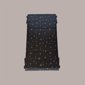 Cesto per Confezioni Regalo Natalizie in Cartoncino Nero grafica Stelle Oro Rettangolare Grande 400x300H120mm 10 Pz [ab5988f2]