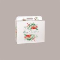 Scatola per Confezione Regalo Natale Porta Panettone Bottiglia Valigetta Grande Carta Bianco Merry Christmas 430x240H [2edf118c]