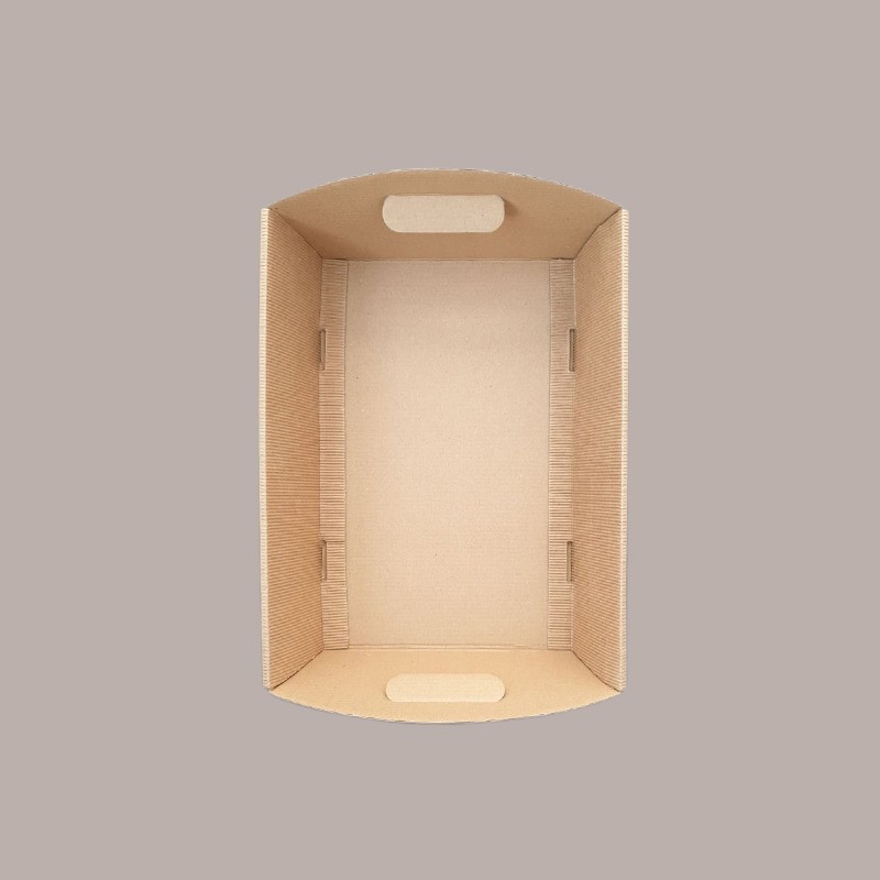 Cesto per Confezione Regalo in Cartoncino Avana Ondulato Rettangolare Gigante 520x410H135mm 5 Pz [300d7be2]