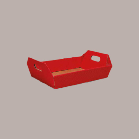 Cesto per Confezioni Regalo Natalizie in Cartoncino Rosso Ondulato Rettangolare Medio 390x280H90mm 10 Pz [a7ec9175]
