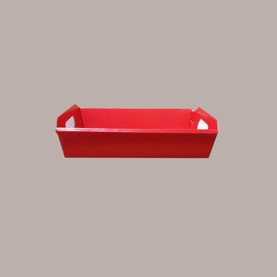 Cesto per Confezioni Regalo Natalizie in Cartoncino Rosso grafica effetto pelle Rettangolare Medio 350x260H70mm 10 Pz [45428c79]