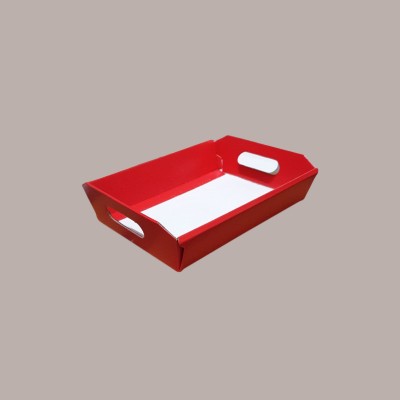 Cesto per Confezioni Regalo Natalizie in Cartoncino Rosso grafica effetto pelle Rettangolare Gigante 520x410H135mm 5  [f25f4d7d]