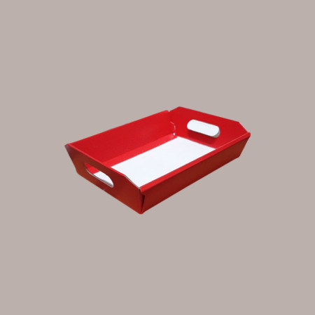 Cesto per Confezioni Regalo Natalizie in Cartoncino Rosso grafica effetto pelle Rettangolare Gigante 520x410H135mm 5  [f25f4d7d]