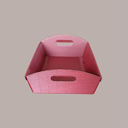 Cesto per Confezioni Regalo Natalizie in Cartoncino Bordeaux Ondulato Rettangolare Mini 220x155H60mm 10 Pz [6588516a]