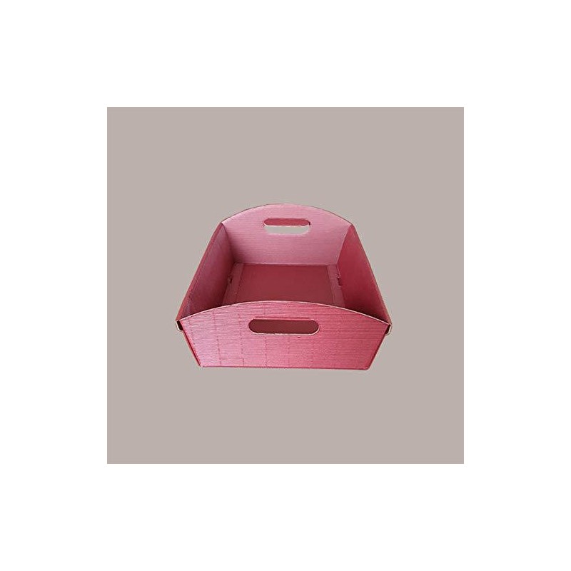 Cesto per Confezioni Regalo Natalizie in Cartoncino Bordeaux Ondulato Rettangolare Mini 220x155H60mm 10 Pz [6588516a]