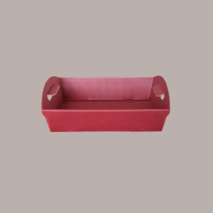 Cesto per Confezioni Regalo Natalizie in Cartoncino Bordeaux Ondulato Rettangolare Mini 220x155H60mm 10 Pz