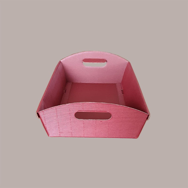 Cesto per Confezioni Regalo Natalizie in Cartoncino Bordeaux Ondulato Rettangolare Grande 430x300H100mm 10 Pz [93b5da67]