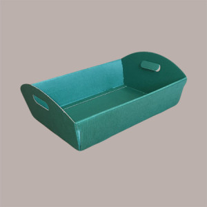 Cesto per Confezioni Regalo Natalizie in Cartoncino Ondulato Verde Rettangolare Mini 220x155H60mm 10 Pz [e9d2f0ac]