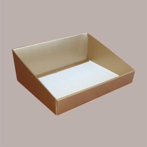 Cesto per Confezioni Regalo Natalizie Vassoio in Cartoncino grafica Seta Oro Rettangolare Piccolo 310x240H105mm 10 Pz [541b86a6]