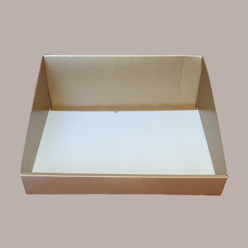 Cesto per Confezioni Regalo Natalizie Vassoio in Cartoncino grafica Seta Oro Rettangolare Piccolo 310x240H105mm 10 Pz [8d3dc5ab]