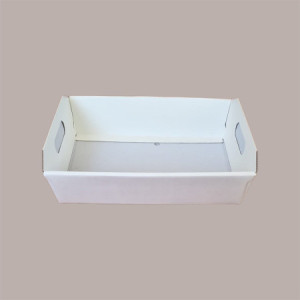 Cesto per Confezioni Regalo Natalizie in Cartoncino grafica Seta Bianco Rettangolare Piccolo 310x220H90mm 10 Pz [f504408a]