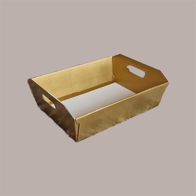 Cesto per Confezioni Regalo Natalizie in Cartoncino grafica Skin Oro Rettangolare Piccolo 310x220H90mm 10 Pz [479e95e4]