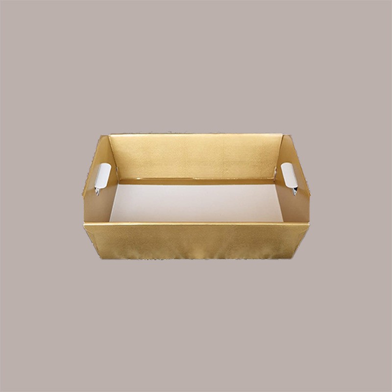 Cesto per Confezioni Regalo Natalizie in Cartoncino grafica Skin Oro Rettangolare Piccolo 310x220H90mm 10 Pz [29a517ed]