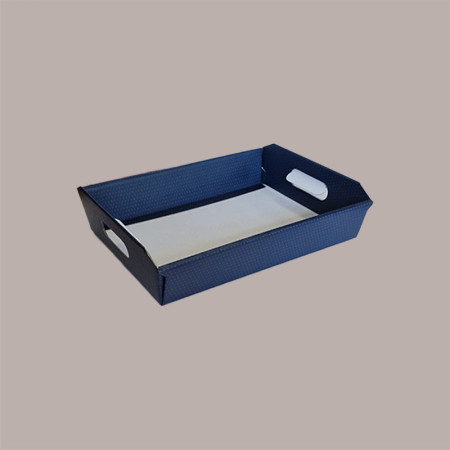 Cesto per Confezioni Regalo Natalizie in Cartoncino grafica Spot Blu Rettangolare Piccolo 310x220H90mm 10 Pz [eabd5bef]