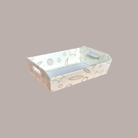 Cesto per Confezioni Regalo Natalizie in Cartoncino grafica White Rettangolare Piccolo 310x220H90mm 10 Pz [febf3e78]