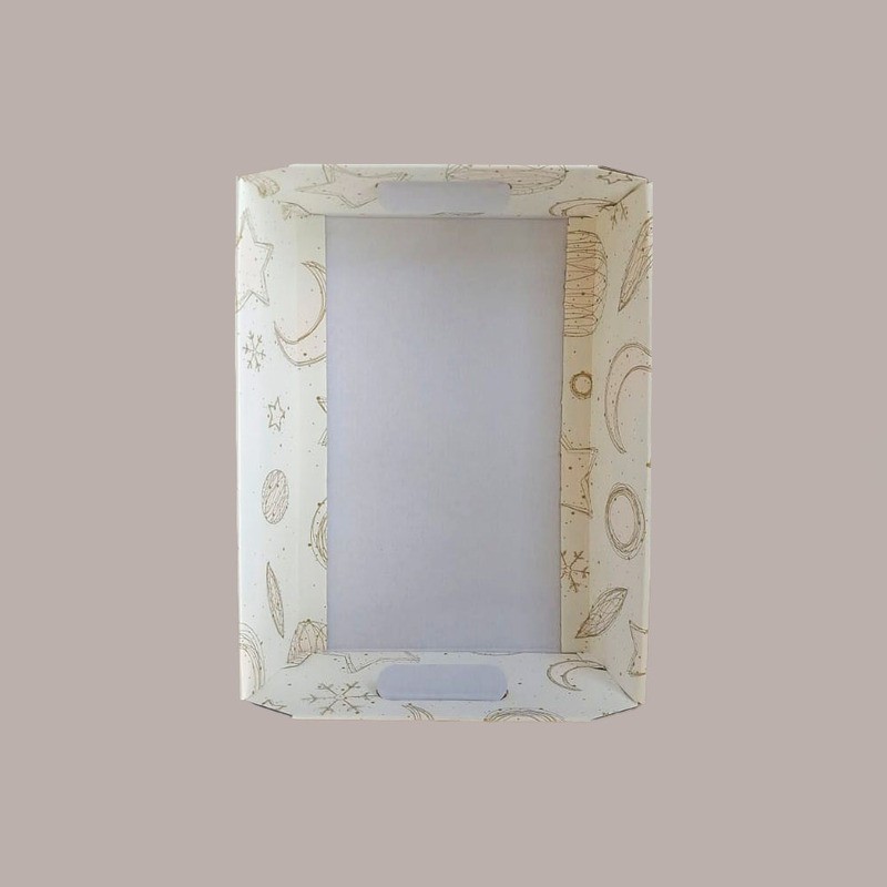Cesto per Confezioni Regalo Natalizie in Cartoncino grafica White Rettangolare Piccolo 310x220H90mm 10 Pz [9084bc71]