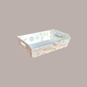 Cesto per Confezioni Regalo Natalizie in Cartoncino grafica White Rettangolare Medio 370x260H70mm 10 Pz [c195b52b]