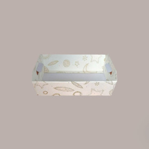 Cesto per Confezioni Regalo Natalizie in Cartoncino grafica White Rettangolare Medio 370x260H70mm 10 Pz