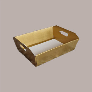 Cesto per Confezione Regalo  in Cartoncino Seta Oro Rettangolare Gigante 520x410H135mm 5 Pz [bc86bb41]