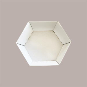 Cesto per Confezioni Natalizie 380x300H100mm Vassoio in Cartoncino Fibra Bianco Esagonale Medio 5 Pz