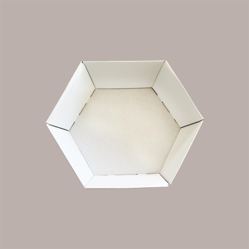 Cesto per Confezioni Natalizie 380x300H100mm Vassoio in Cartoncino Fibra Bianco Esagonale Medio 5 Pz [825b2d6e]