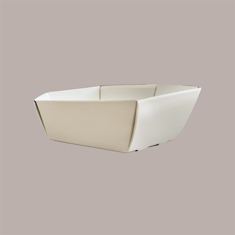 Cesto per Confezioni Natalizie 380x300H100mm Vassoio in Cartoncino Fibra Bianco Esagonale Medio 5 Pz [3546ec6a]
