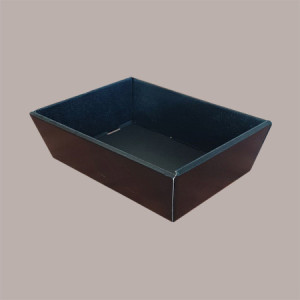 Cesto per Confezioni Natalizie Vassoio Conico in Cartoncino Nero grafica effetto pelle rettangolare mini 230x170H80mm [855d6cd1]