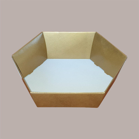 Cesto per Confezioni Natalizie Vassoio in Cartoncino Skin Oro Esagonale Medio 380x300H100mm 5 Pz [c7574c73]