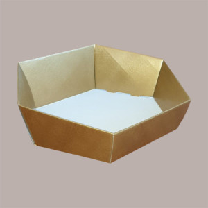 Cesto per Confezioni Natalizie Vassoio in Cartoncino Skin Oro Esagonale Medio 380x300H100mm 5 Pz [1e710f7e]
