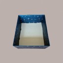 Cesto per Confezioni Natalizie Vassoio Conico in Cartoncino Nero grafica Stelle Oro rettangolare piccolo 290x210H80mm [a287737c]