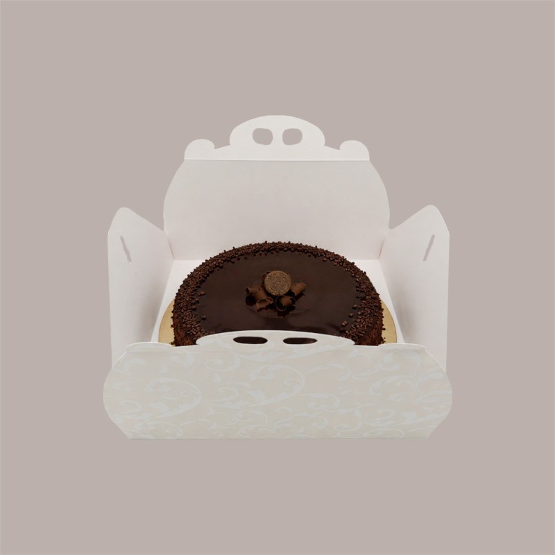 Scatola Porta Torta Rettangolare Grande Cartoncino Bianco grafica damasco 33x44H7cm 5 Pezzi [8f76b195]