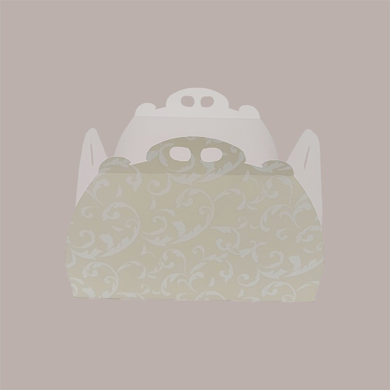 Scatola Porta Torta Rettangolare Grande Cartoncino Bianco grafica damasco 33x44H7cm 5 Pezzi [30179afe]