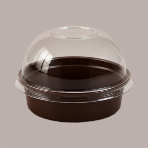 Coppa Tartufo Gelato Plastica Base Marrone Coperchio Trasparente 90cc 50 pz [5d779e39]