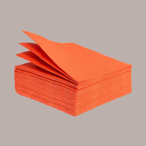 Tovagliolo Carta 2 Veli Arancio Effetto Tessuto Mirò Astor 38x38cm 80 Pz