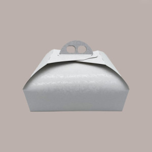 Scatola Porta Torta Cartoncino Bianco Damascato 41x41H7cm 5 Pz [bef1dba1]