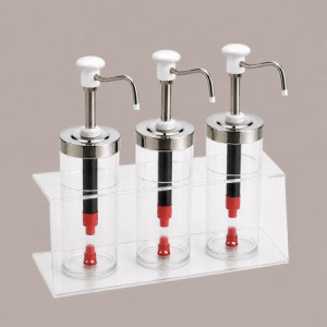 Distributore Dosatore Salse e Creme 3 Dispenser 1650 ml in Plexiglass, Acciaio e Finiture Bianche [a21813f7]