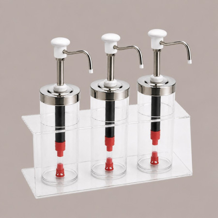 Distributore Dosatore Salse e Creme 3 Dispenser 1650 ml in Plexiglass, Acciaio e Finiture Bianche [a21813f7]